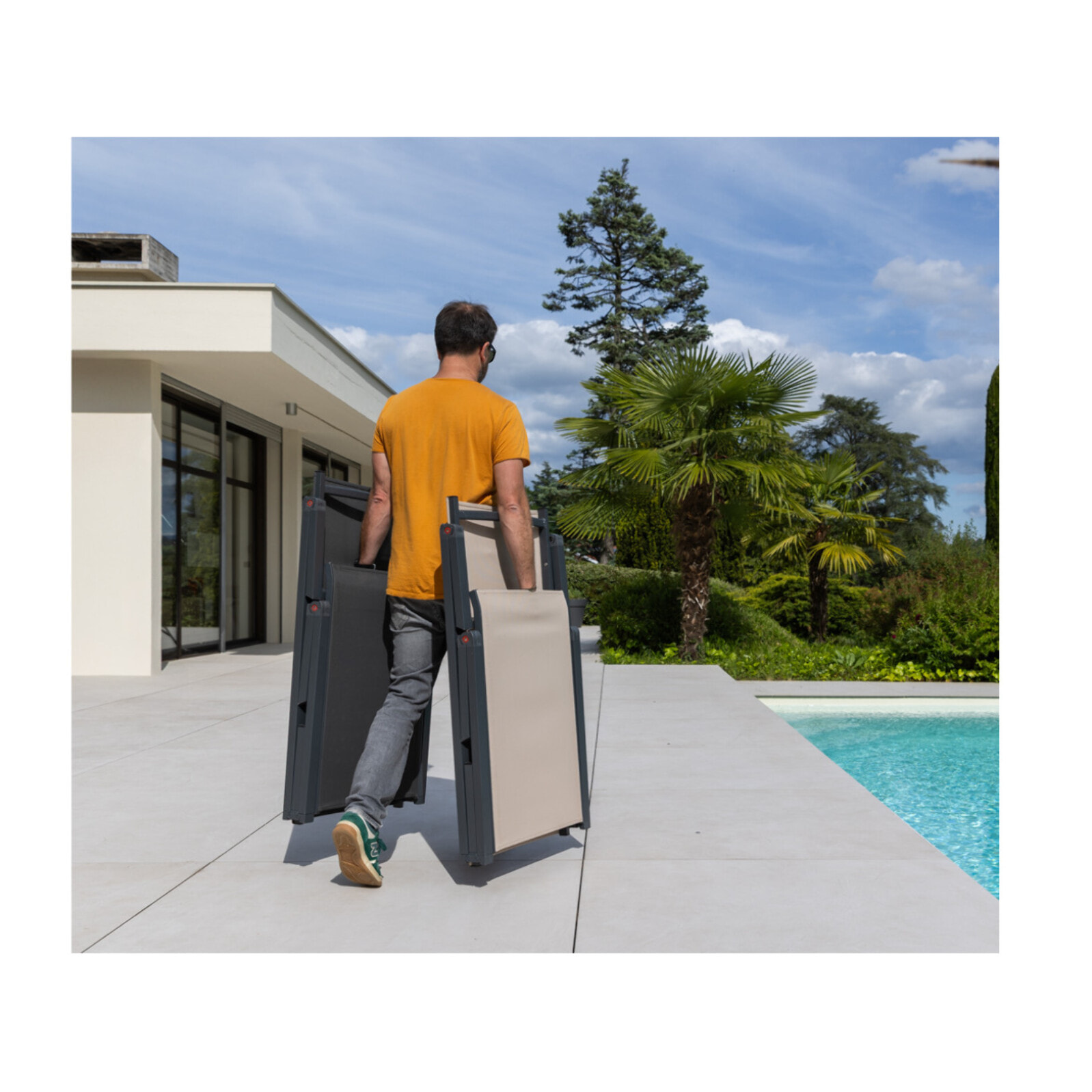NARA - Transat de jardin pliable - Gris anthracite