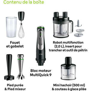 Mixeur BRAUN MQ9187XLI MultiQuick 9 noir et gris 8 accessoires