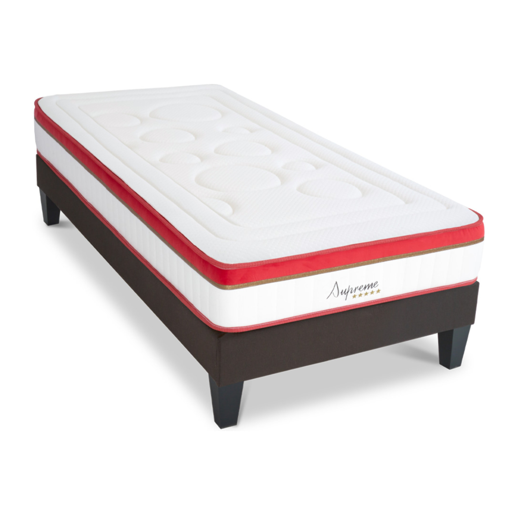 Ensemble Matelas Supreme avec Sommier Tissus Gris | 1 Place