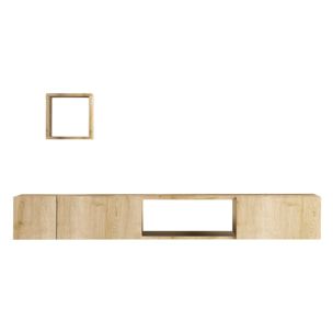 Meuble TV avec étagère murale en bois "Avior" - 180 x 32 x 25 cm - Beige