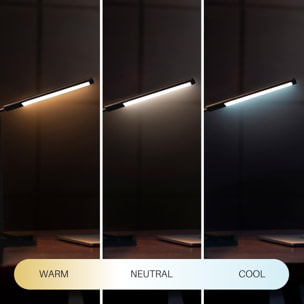 BLUCO KODA Flexo Led Regulable con Control Táctil. Lámpara de Escritorio con Cargador Inalámbrico para Móviles Negro 15W