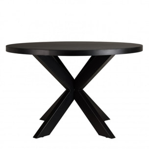 BASILE - Table à manger 120x120cm plateau noir effet pierre