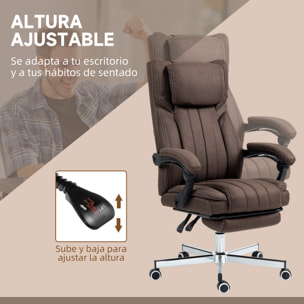 Silla de Masaje con 6 Puntos de Masaje Silla de Oficina Giratoria Silla de Escritorio Reclinable con Altura Ajustable Control Remoto Reposapiés y Reposacabezas Marrón Oscuro