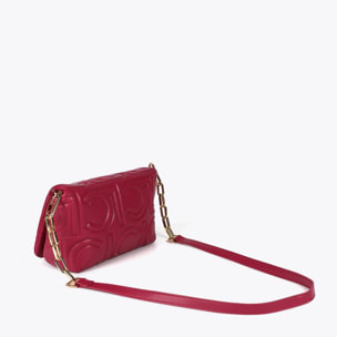 Tracolla Trapuntata con Logo in Pelle Sintetica con Tracolla Mista a Catena