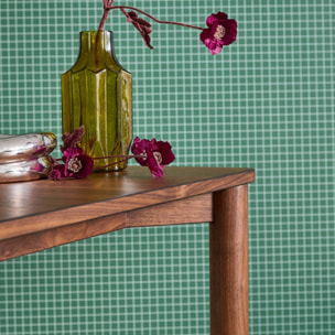 Table à manger rectangulaire bois d'hévéa et placage chêne noyer 6 places - 180 x 100 x 75 cm - Solene