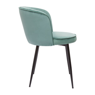 Chaises design en tissu velours vert céladon et métal noir (lot de 2) SERIF