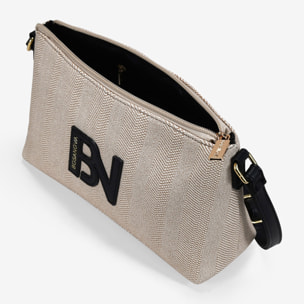Bolso bandolera tostado con efecto rafia