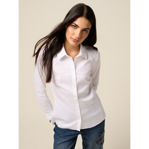 Oltre - Camisa básica de popelina - Blanco