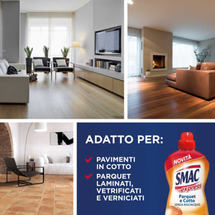 4x Smac Express Detergente Liquido per Pavimenti e Superfici in Parquet e Cotto - 4 Flaconi da 1 Litro