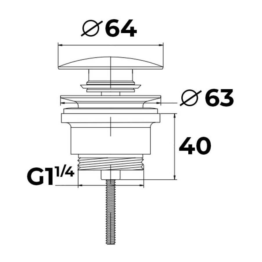 Set Bonde clic-clac  5/4  avec trop plein pour lavabos et vasques, noir mat + Siphon, noir mat (SATSetBlack)