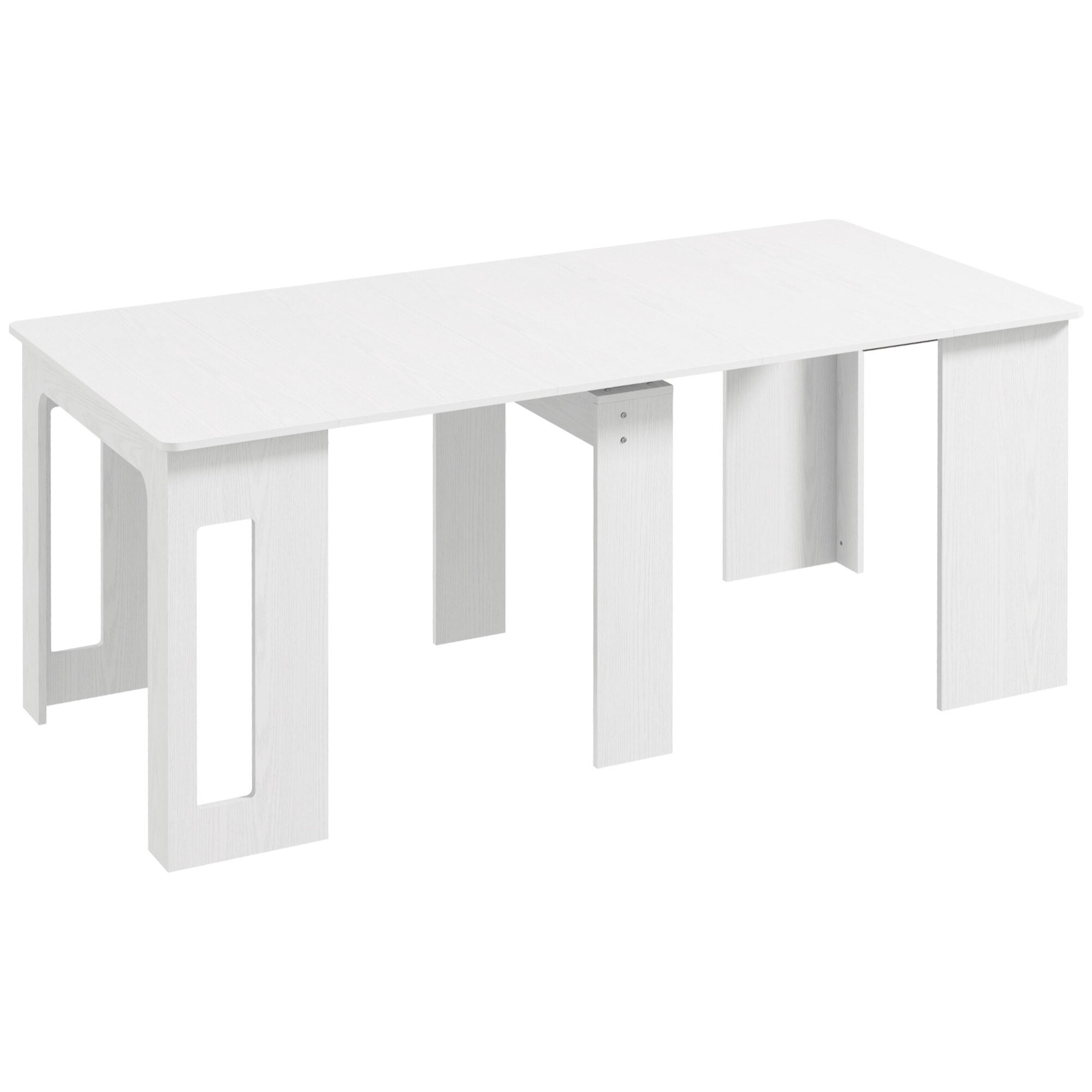 Table console extensible 6 personnes avec rallonges intégrées 85 x 60-180 x 75 cm blanc