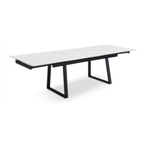 Table extensible en céramique marbre blanc L160/240cm - 9 piètements - UNIK