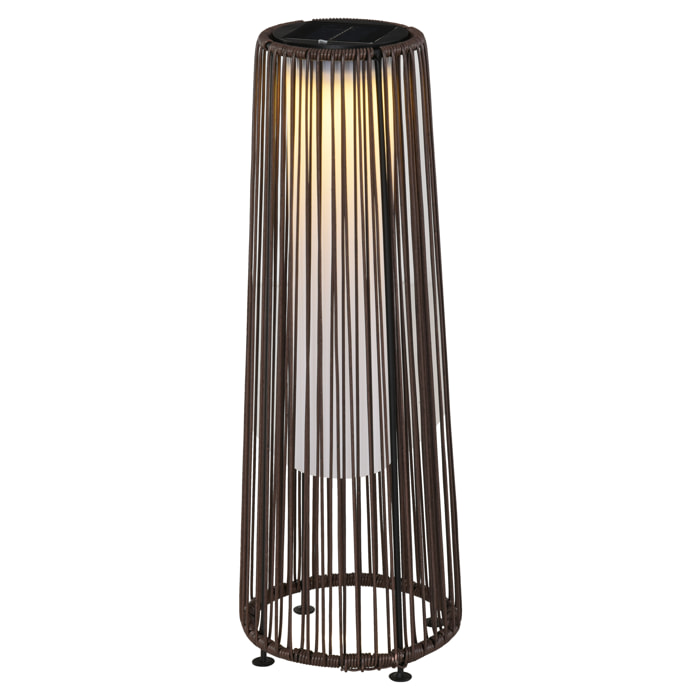 Lampadaire LED de jardin style colonial dim. Ø 21,5 x 61H cm résine tressée filaire chocolat