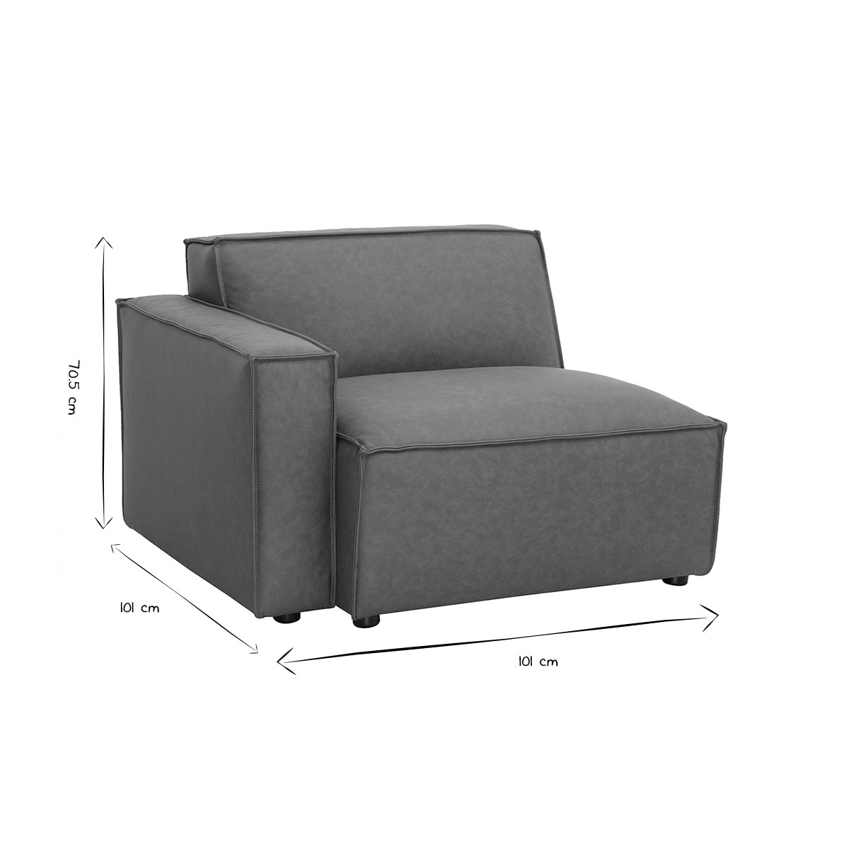 Module d'angle gauche pour canapé en cuir marron SPLIT