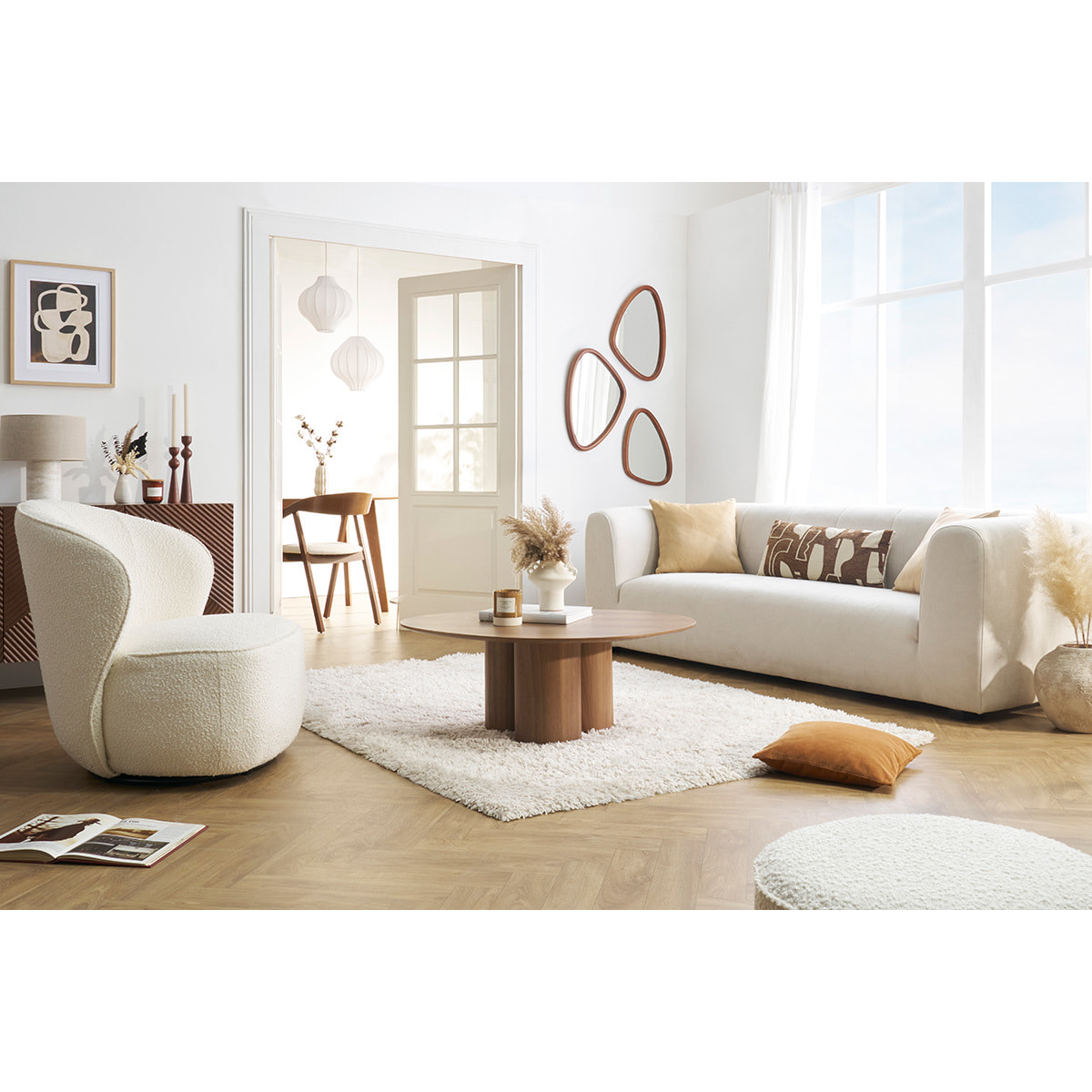 Table basse design bois foncé noyer L100 cm HOLLEN