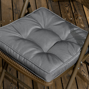 Conjunto de Cojines para Sillas de Comedor 42x42x5 cm Juego de 4 Piezas Cojines para Sillas de Jardín Impermeable con 2 Amarres de Fijación Gris Oscuro