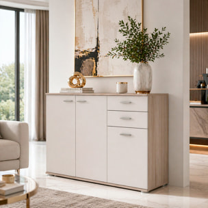 Credenza Mobile Soggiorno Madia Moderna Cucina Sala Pranzo Ingresso Minimal Contenitore Ante Cassetti Arredo Salvaspazio 103x 70x 35 Cm Rovere Chiaro