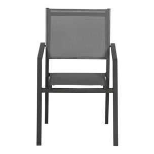 Lot de 8 chaises en aluminium anthracite - textilène gris