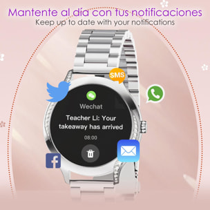 Smartwatch T214 compatto ed elegante. Chiamate BT, notifiche push. Monitoraggio sanitario, cicli femminili. Modalità sportive.