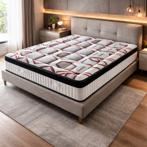 Materasso Marte Matrimoniale Memory 3 Strati a 7 Zone Differenziate H26 Sfoderabile 160x195 (Tessuto Hi-Tech - Antiacaro - Anallergico - Antibatterico - Ergonomico)