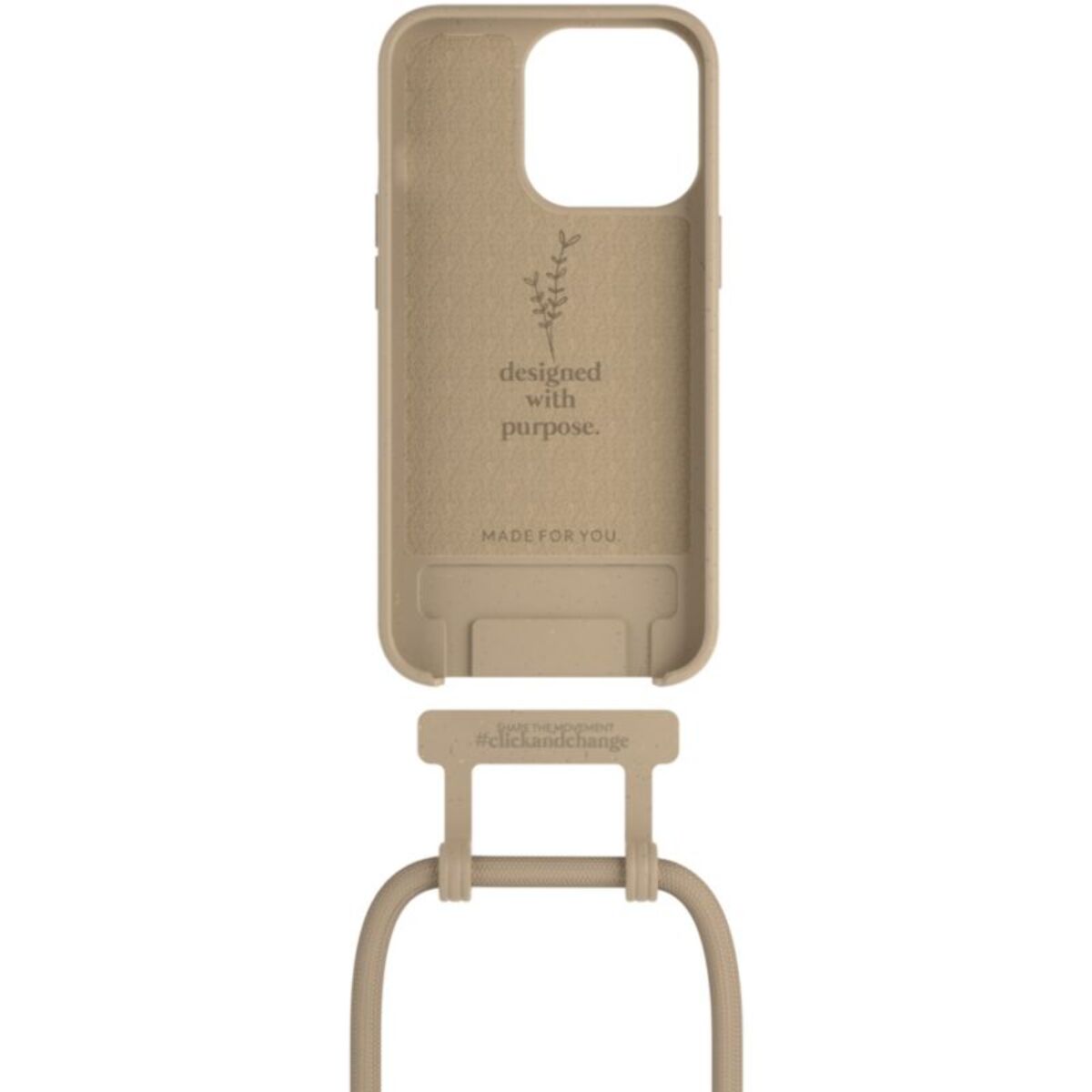 Coque avec cordon WOODCESSORIES iPhone 14 Pro Max Tour de cou Taupe