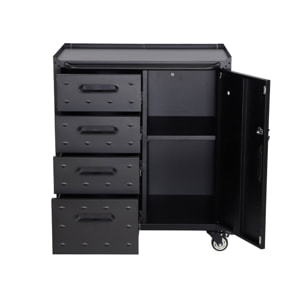 Meuble bas de rangement pour garage avec 4 tiroirs et une porte