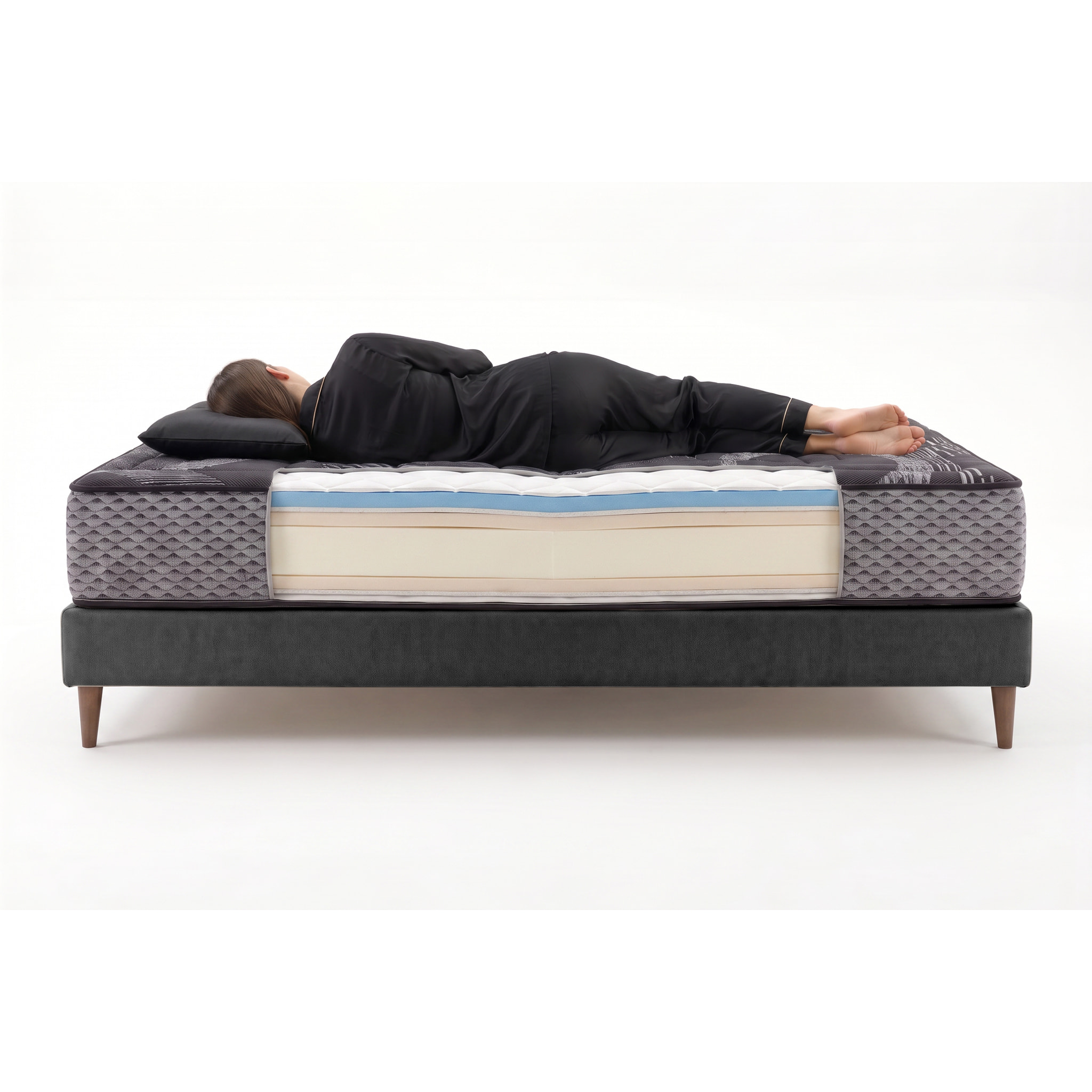 Matelas Titanium Black Multizone 26 cm - Moonia