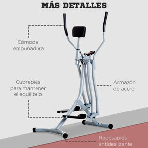 Bicicleta Elíptica Máquina de Step Ajustable con Pantalla Carga 110 kg Air Walker para Entrenamiento Cintura Caderas Piernas en Casa Oficina 96x60x152 cm Gris