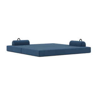 Astral - Canapé 3 places convertible en velours texturé - Bleu