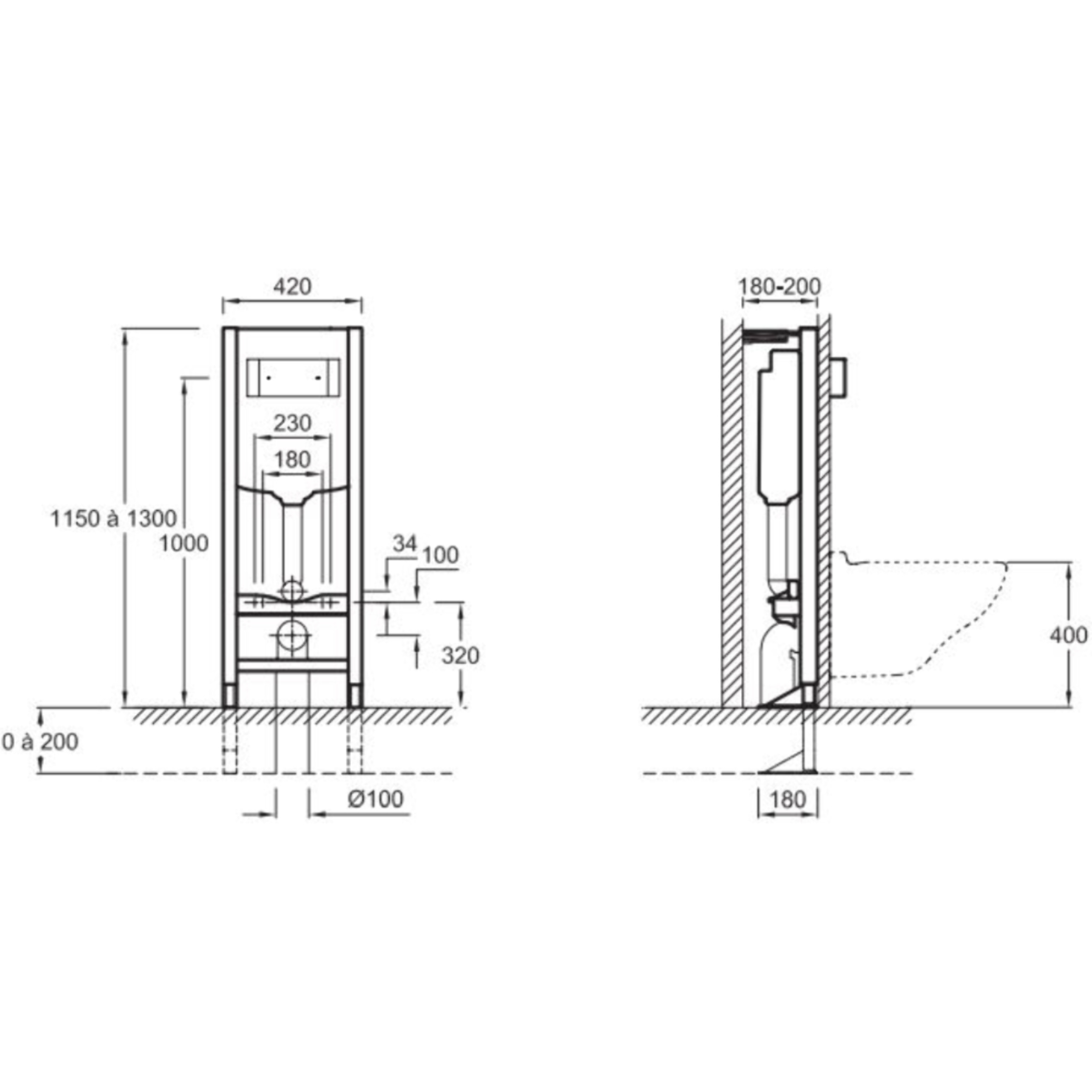 Pack bâti support WC autoportant 3/6L + plaque