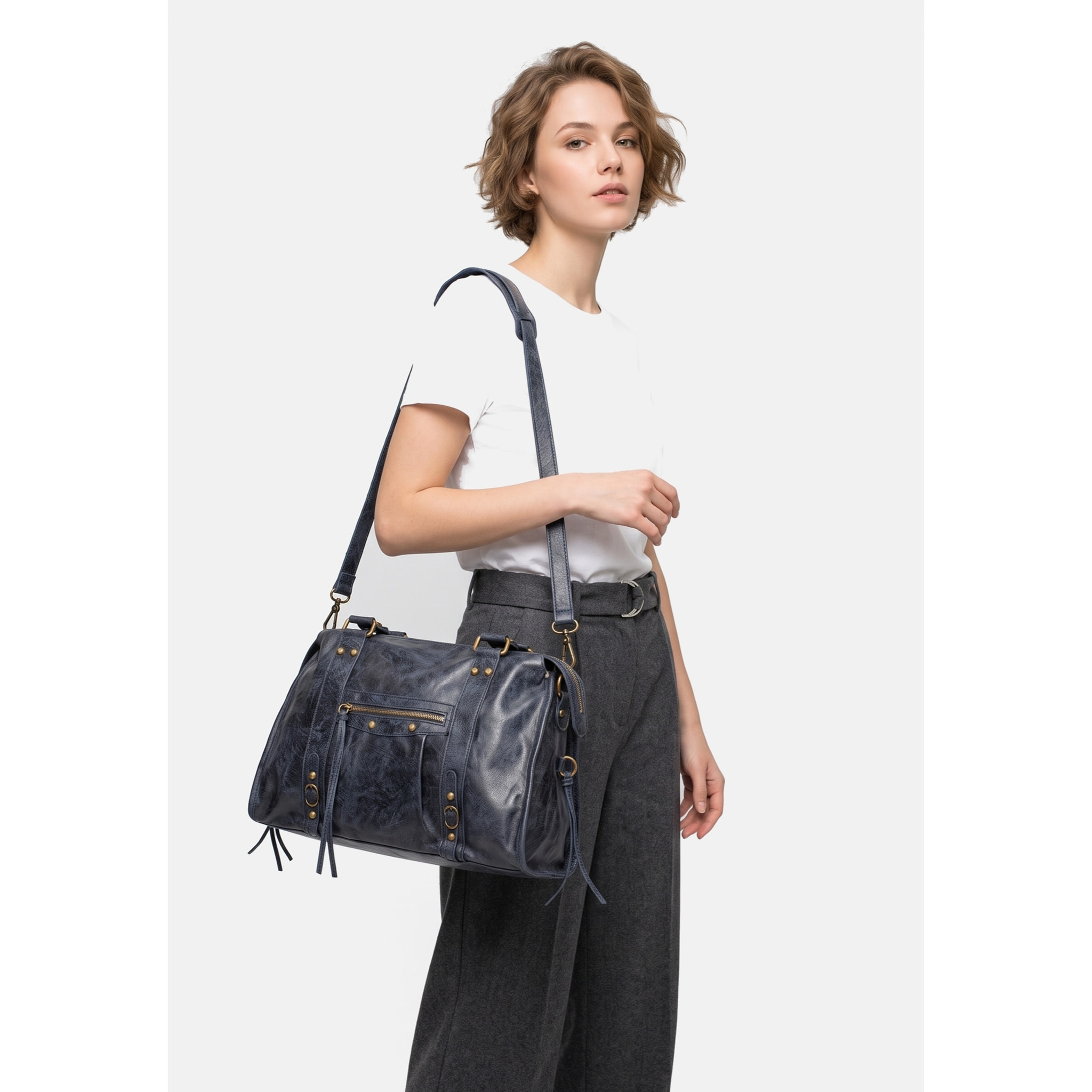 Borsa a spalla da donna - Modello Clara - Vera pelle - 41.0 x 28.0 x 13.0 cm