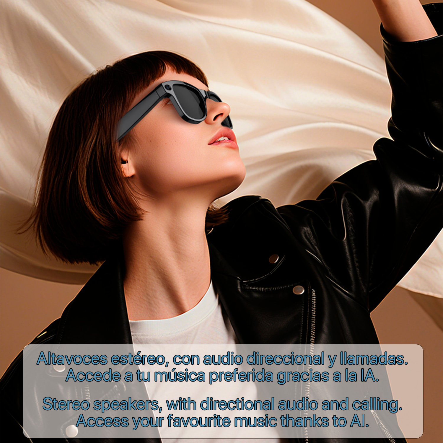 Gafas inteligentes M02 ultra con cámara de 8 MP para fotos y video. Con estuche de carga de 3600mAh.