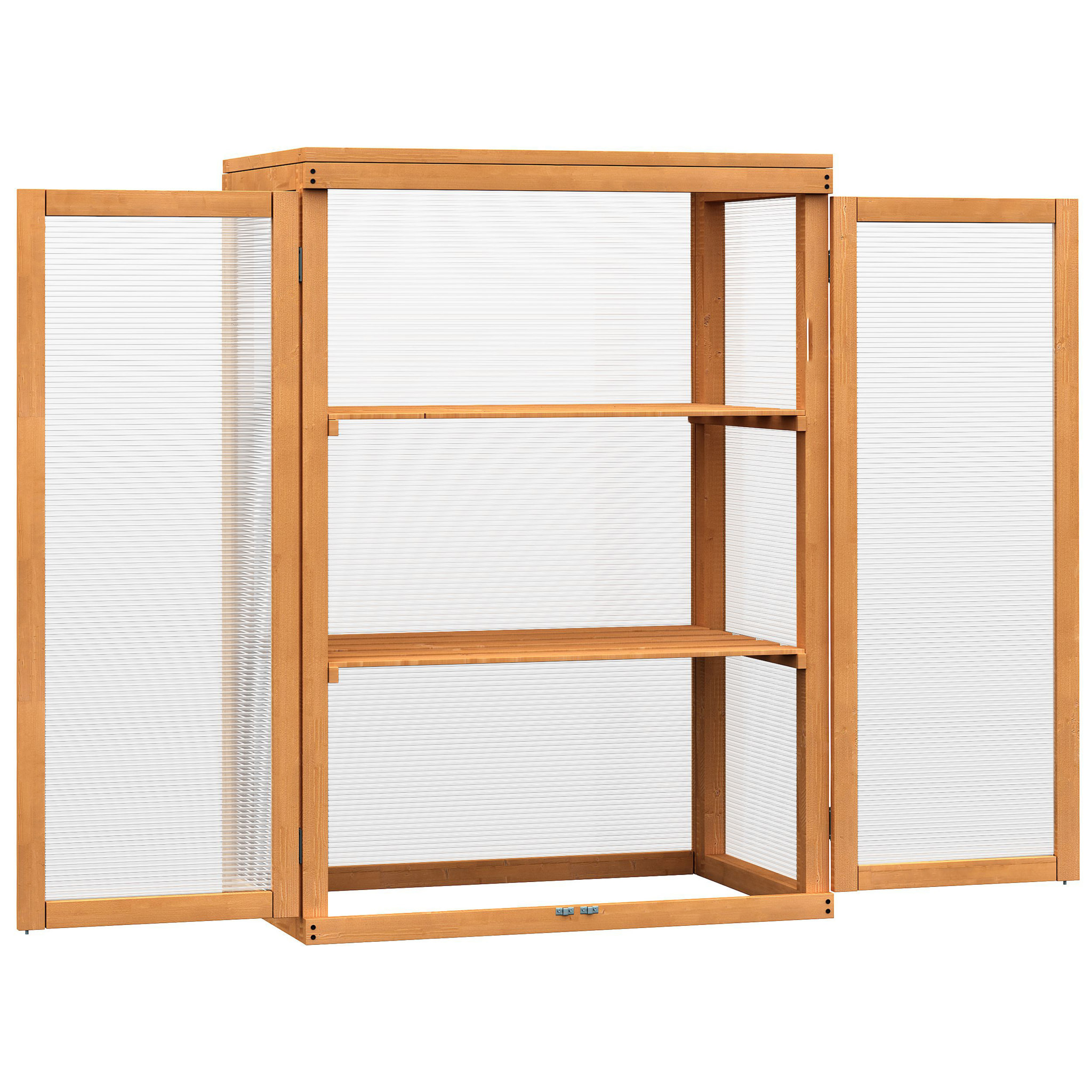 Invernadero Jardín de Madera Policarbonato 3 Pisos con Tapa Abatible 76x47x110cm