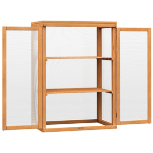 Invernadero Jardín de Madera Policarbonato 3 Pisos con Tapa Abatible 76x47x110cm