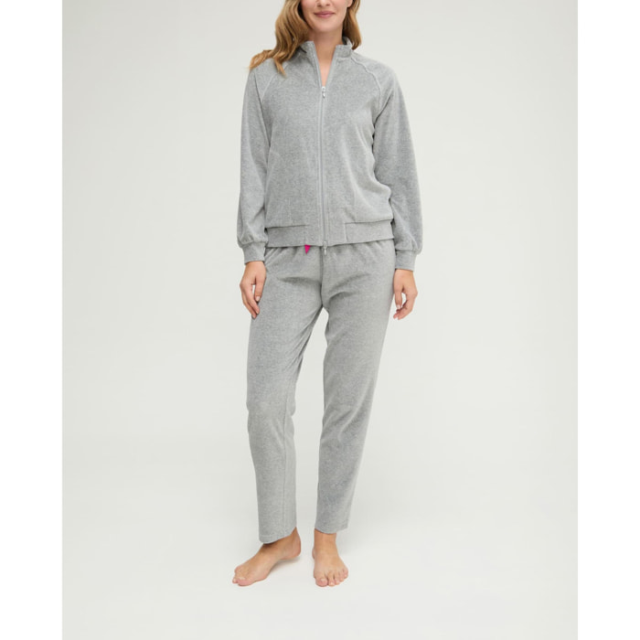 Pijama mujer de terciopelo con cremallera