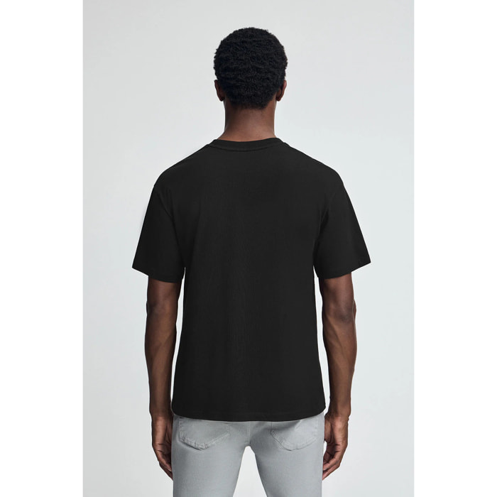 Camiseta negra de manga corta y logo engomado Polo Club