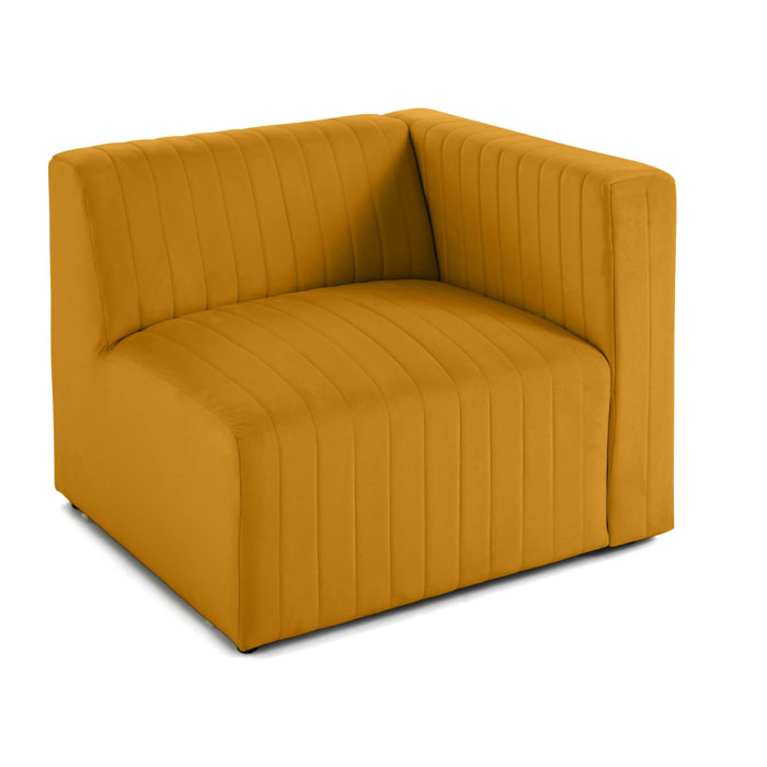 Nova - module d'assise droit - en velours - Jaune
