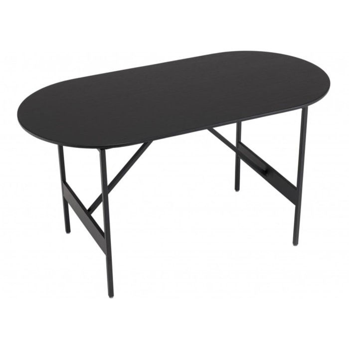 DALY - Table basse ovale noire 70x35cm piètement métal