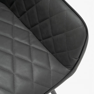 Set di 2 poltroncine LEON in similpelle antracite e gambe nere