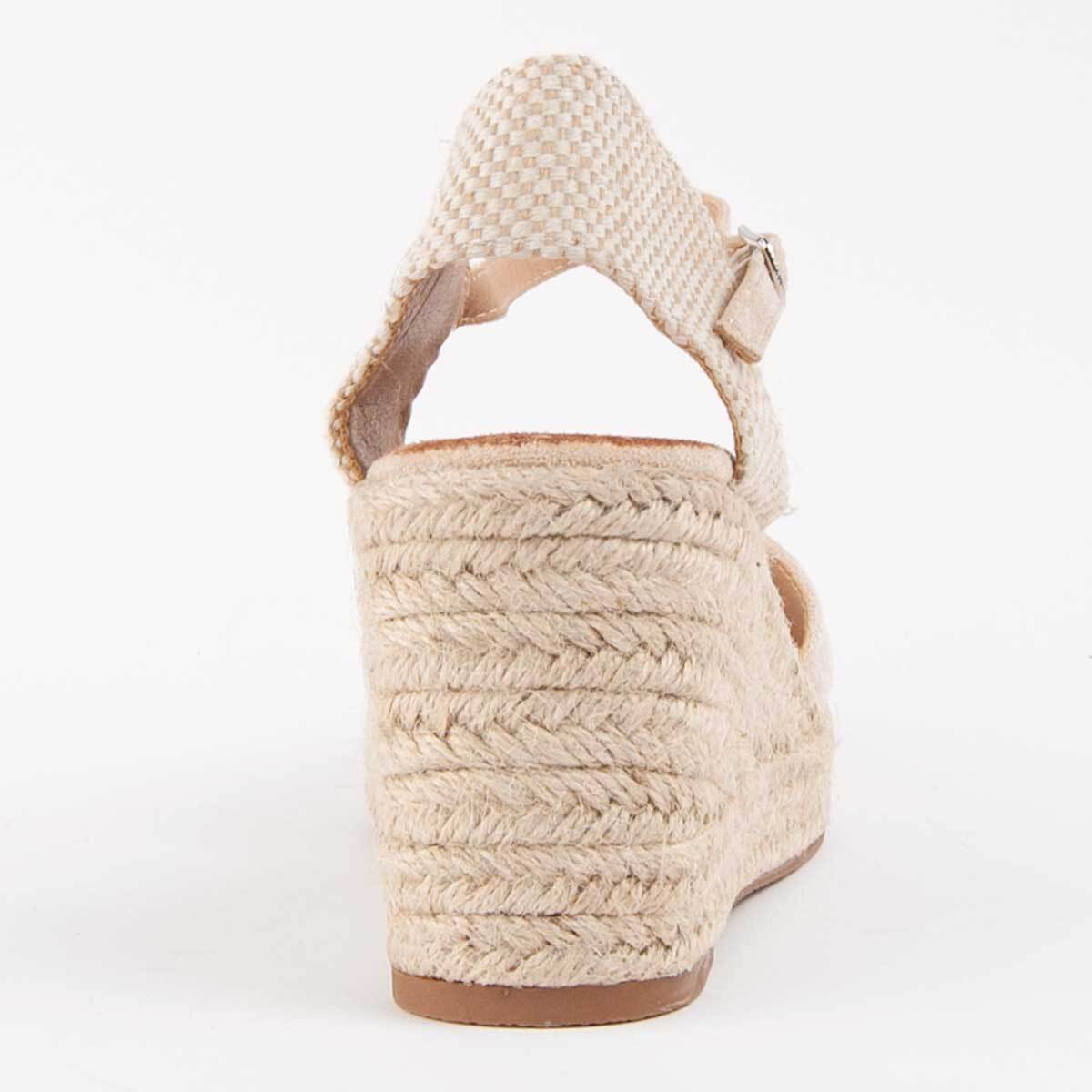 Sandalia De Cuña - Beige - Altura: 8 Cm