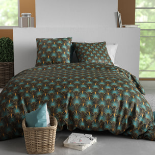 Parure housse de couette imprimée 220x240cm + 2 Taies 100% coton 57fils ROMANA