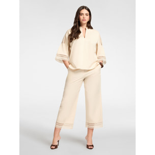 Elena Mirò - Camicia misto cotone con inserti pizzo - Beige