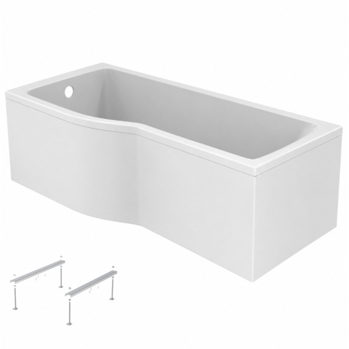 Baignoire bain douche 150 x 80 cm gauche Connect Air + tablier + pieds