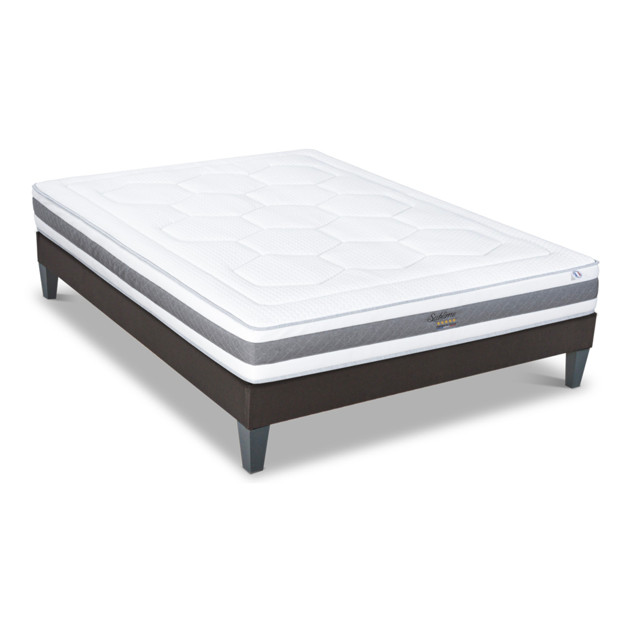 Ensemble Matelas Sublime & Sommier KIT15, 22 cm, Mémoire de Forme, technologie Tri-Lattes, Soutien Mi-Ferme