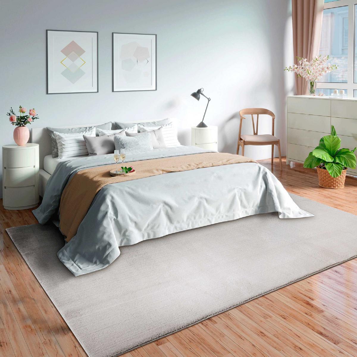 Tapis salon MITA, soft et soyeux, tapis uni à l'aspect Shaggy