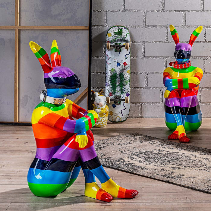 Déco lapin rayures multicolores XL 80cm Kare Design