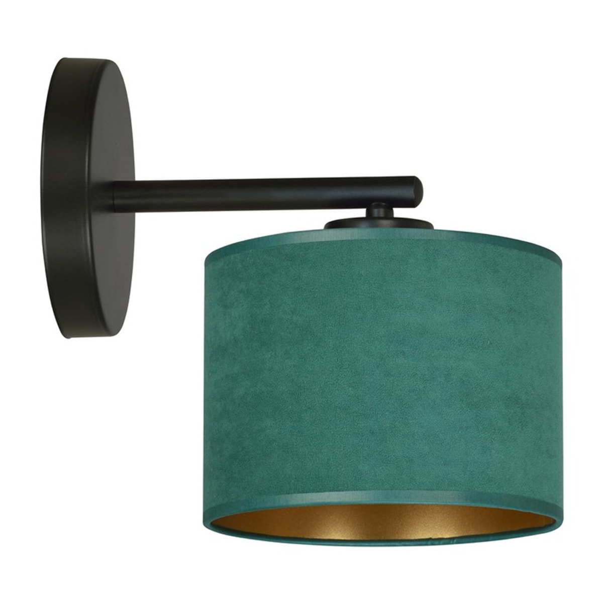 Lampada a parete Hilde in acciaio nero e tessuto vellutato verde