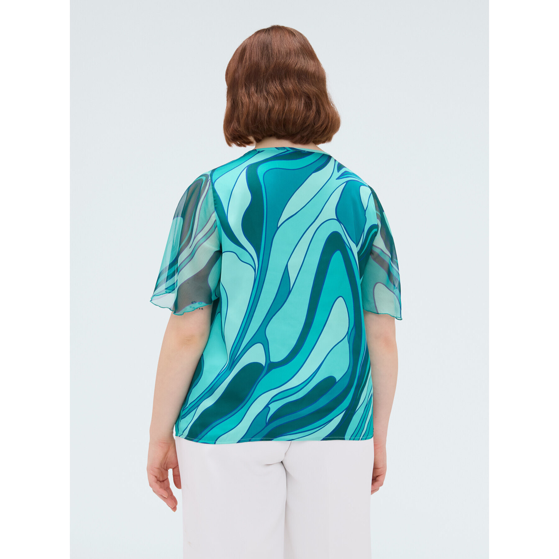 Fiorella Rubino - Blusa bimaterica con stampa - Verde