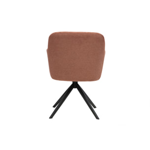 Chaise pivotante 360° en tissu chenille terre brûlée et métal noir AMIKA