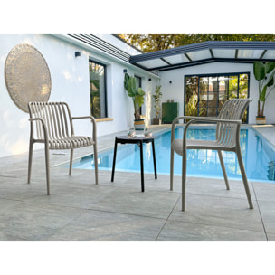 TIAGO - Lot de 2 fauteuils de jardin empilables en Polypropylène sable